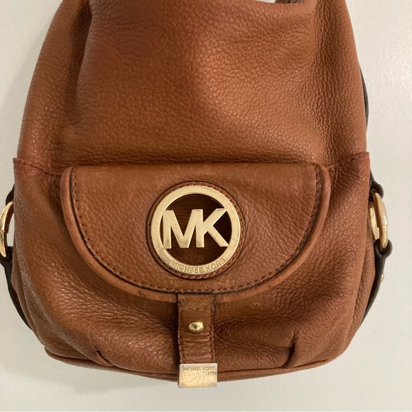 MICHAEL KHORS FULTON LARGE HOBO BROWN/TERRACOTA LEATHER SHOULDER BAG - Picture 6 of 16